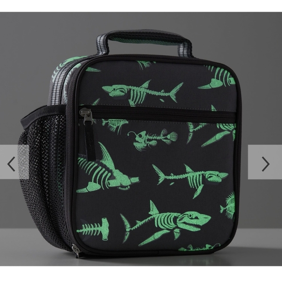 Pottery Barn kids Shark Bones Glow-in-the-Dark Lunch Box & pencil case NWT - Picture 3 of 10